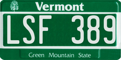 VT license plate LSF389
