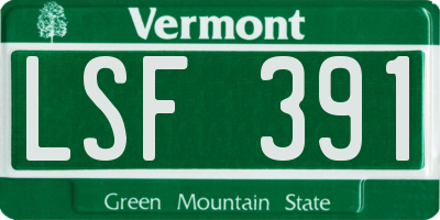 VT license plate LSF391