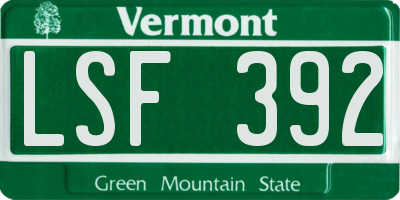 VT license plate LSF392