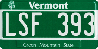 VT license plate LSF393