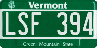 VT license plate LSF394