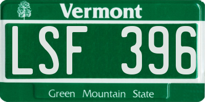 VT license plate LSF396