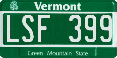 VT license plate LSF399
