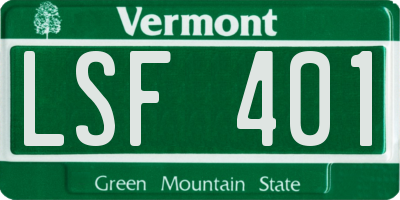 VT license plate LSF401