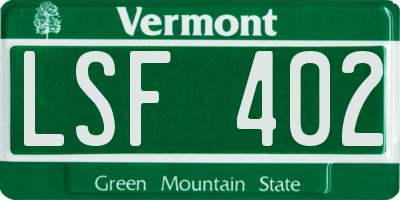 VT license plate LSF402