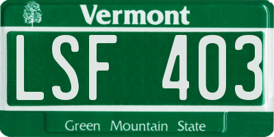 VT license plate LSF403