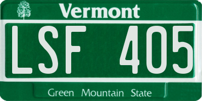 VT license plate LSF405