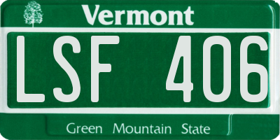 VT license plate LSF406