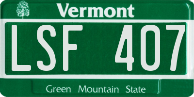 VT license plate LSF407