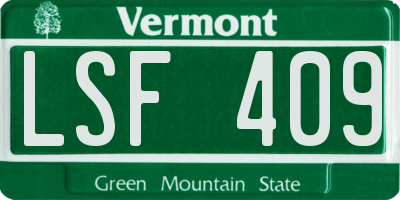 VT license plate LSF409