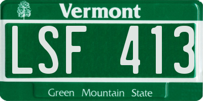 VT license plate LSF413