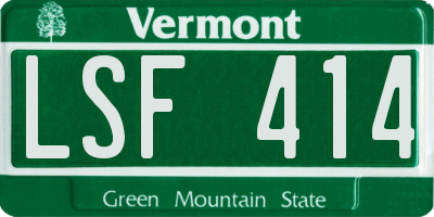 VT license plate LSF414