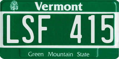 VT license plate LSF415