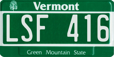 VT license plate LSF416