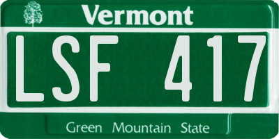 VT license plate LSF417
