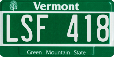VT license plate LSF418
