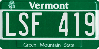 VT license plate LSF419