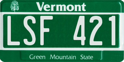 VT license plate LSF421
