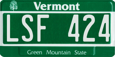 VT license plate LSF424