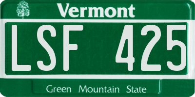 VT license plate LSF425