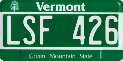 VT license plate LSF426