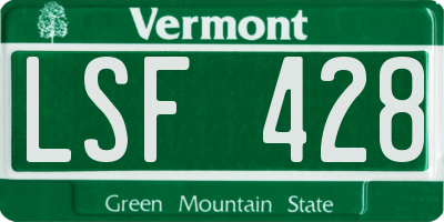VT license plate LSF428