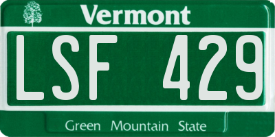 VT license plate LSF429