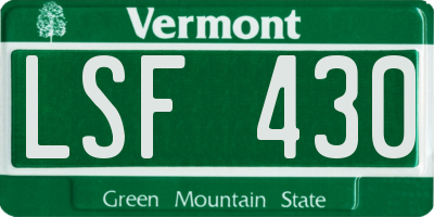 VT license plate LSF430