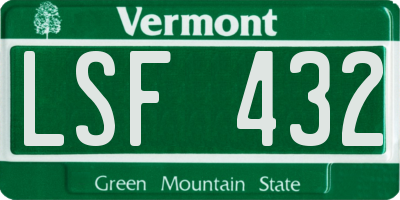 VT license plate LSF432