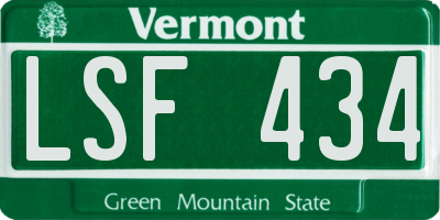 VT license plate LSF434