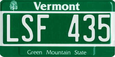VT license plate LSF435