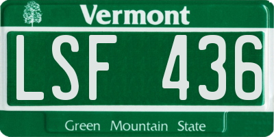 VT license plate LSF436