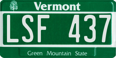 VT license plate LSF437