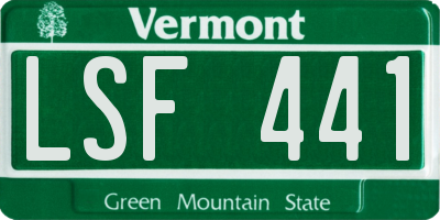 VT license plate LSF441