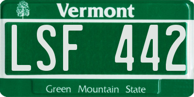 VT license plate LSF442