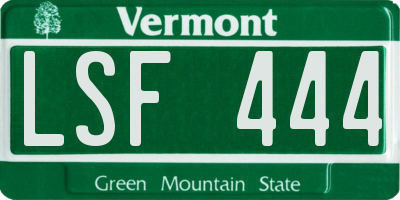 VT license plate LSF444