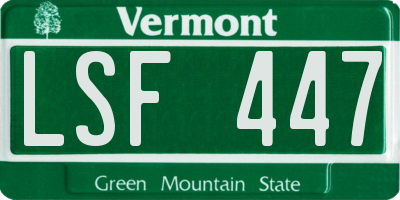VT license plate LSF447