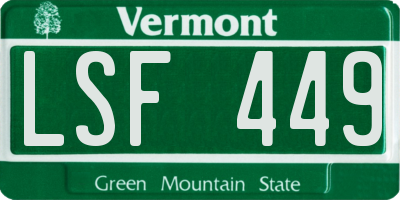 VT license plate LSF449