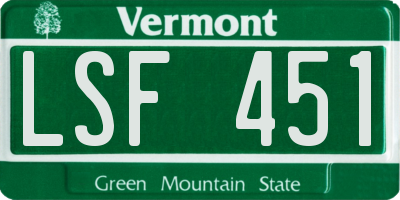 VT license plate LSF451