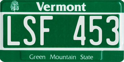 VT license plate LSF453