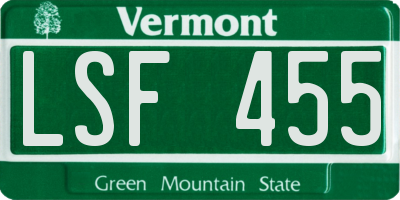 VT license plate LSF455