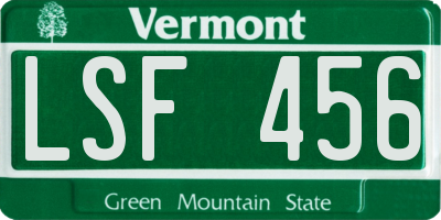 VT license plate LSF456