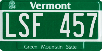 VT license plate LSF457