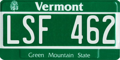 VT license plate LSF462