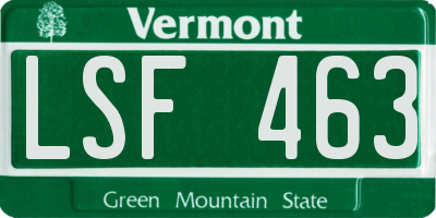 VT license plate LSF463