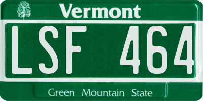 VT license plate LSF464