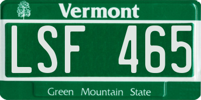 VT license plate LSF465