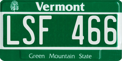 VT license plate LSF466