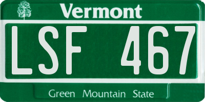 VT license plate LSF467