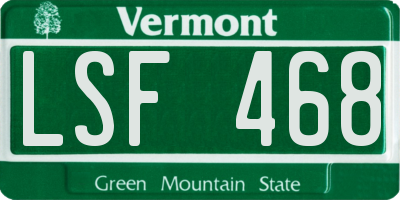 VT license plate LSF468
